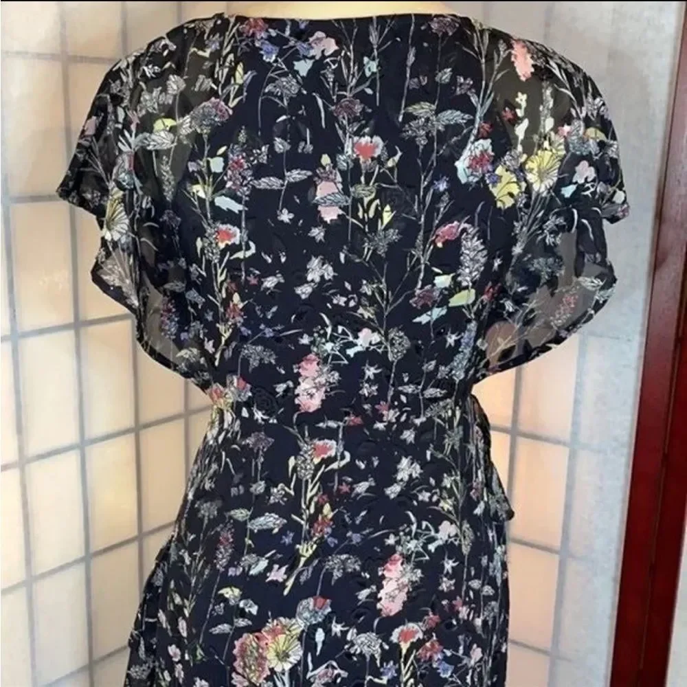 Anthropologie Foxiedox “Carolina” Navy Blue Floral Layered Semi-Sheer Midi (2) - Picture 15 of 16